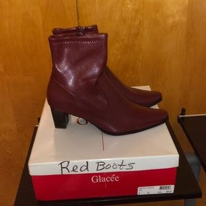 Short red leather boot